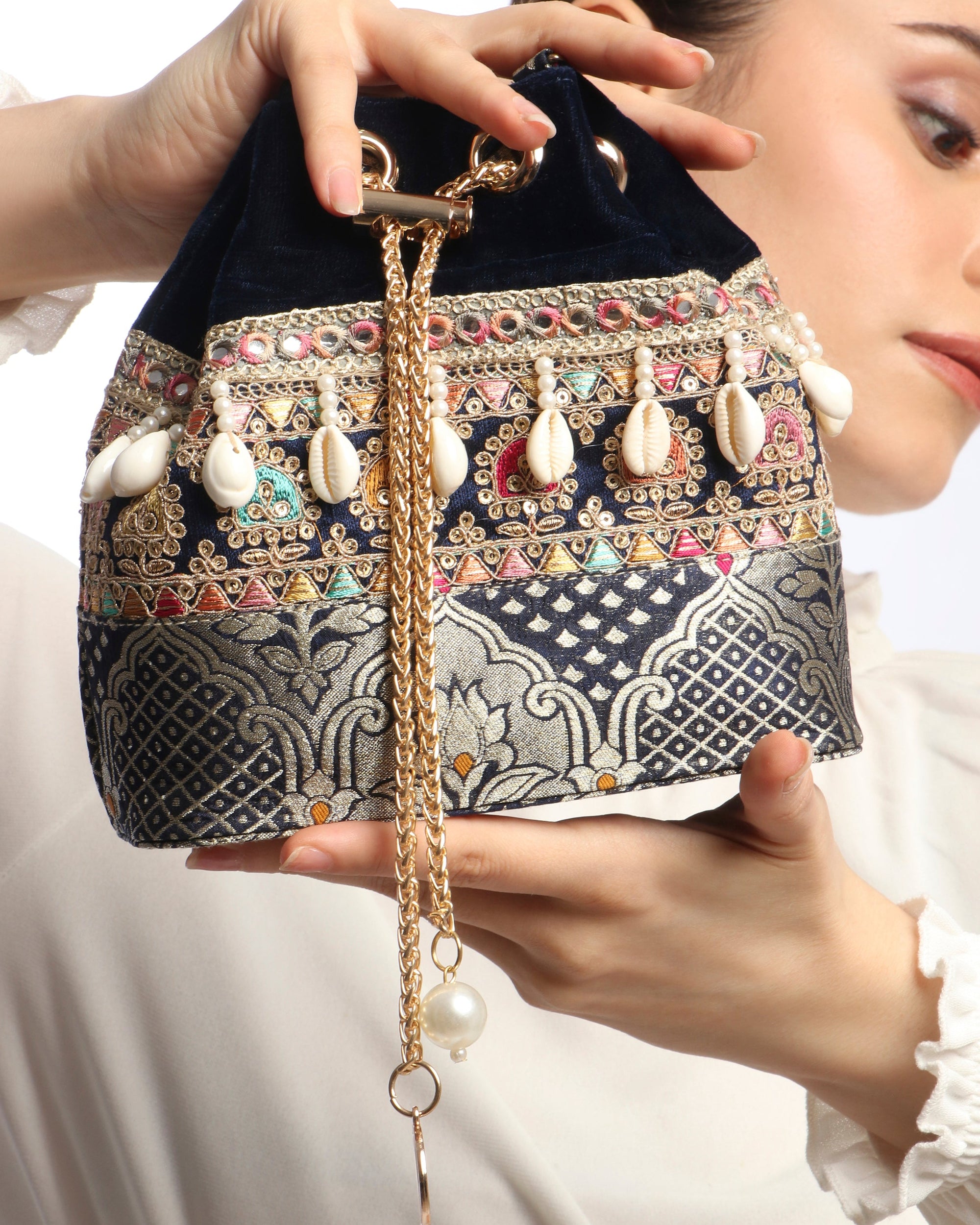 Black Velvet Bucket Bag