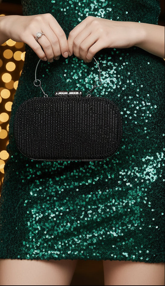 Juniper Black Embellished clutch