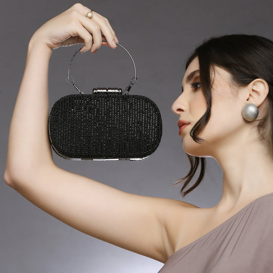 Juniper Black Embellished clutch