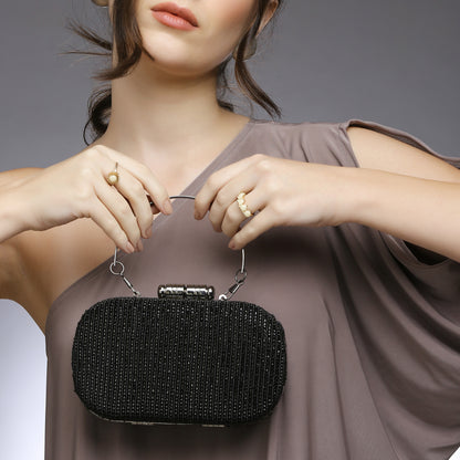 Juniper Black Embellished clutch