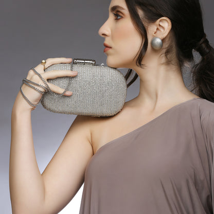 Juniper Silver Embellished Clutch