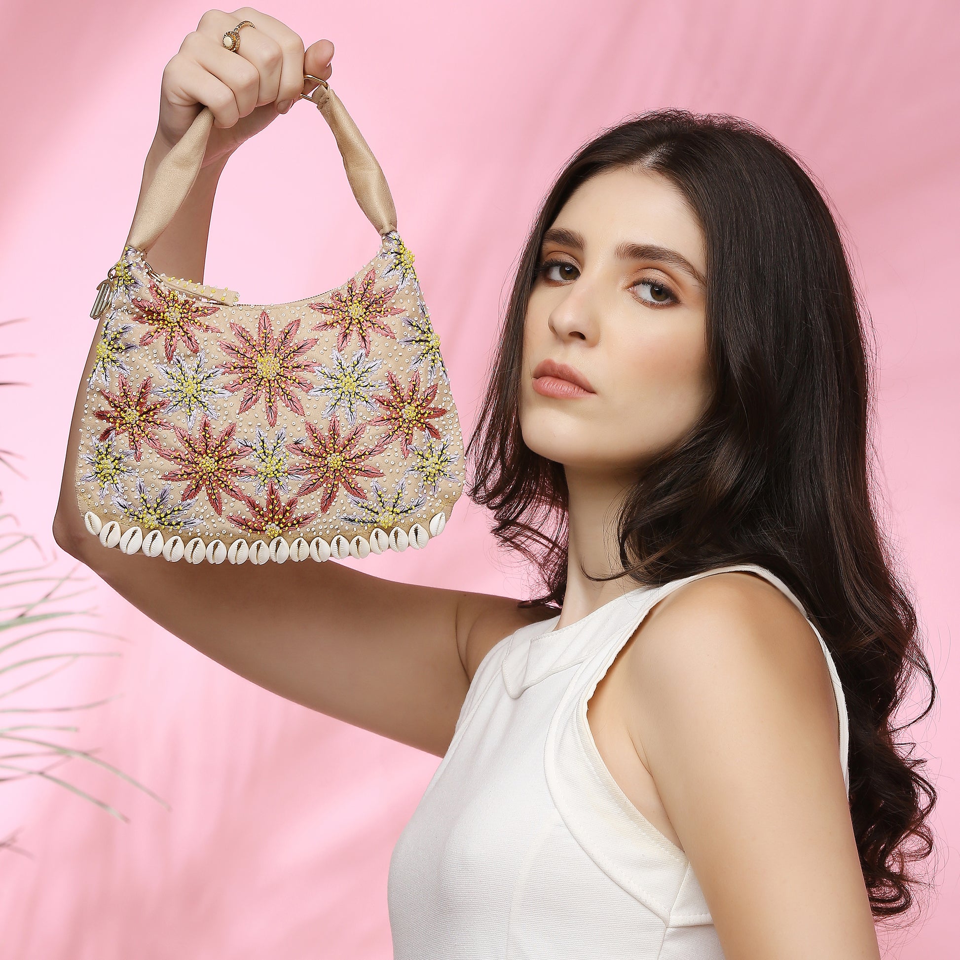 Kashida Boho Mini Off-white Handbag