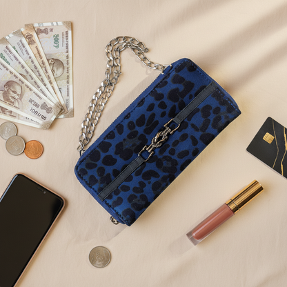 Leopard Print Blue Wallet
