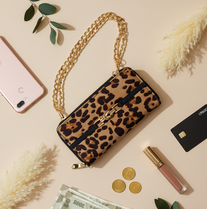 Leopard Print Brown Wallet