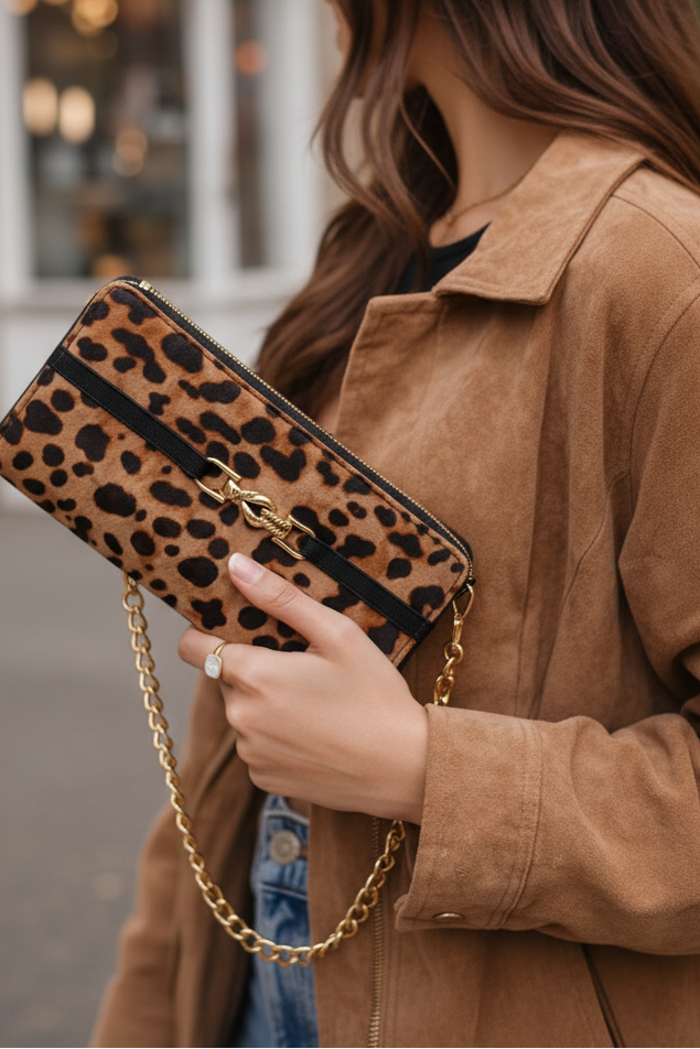 Leopard Print Brown Wallet