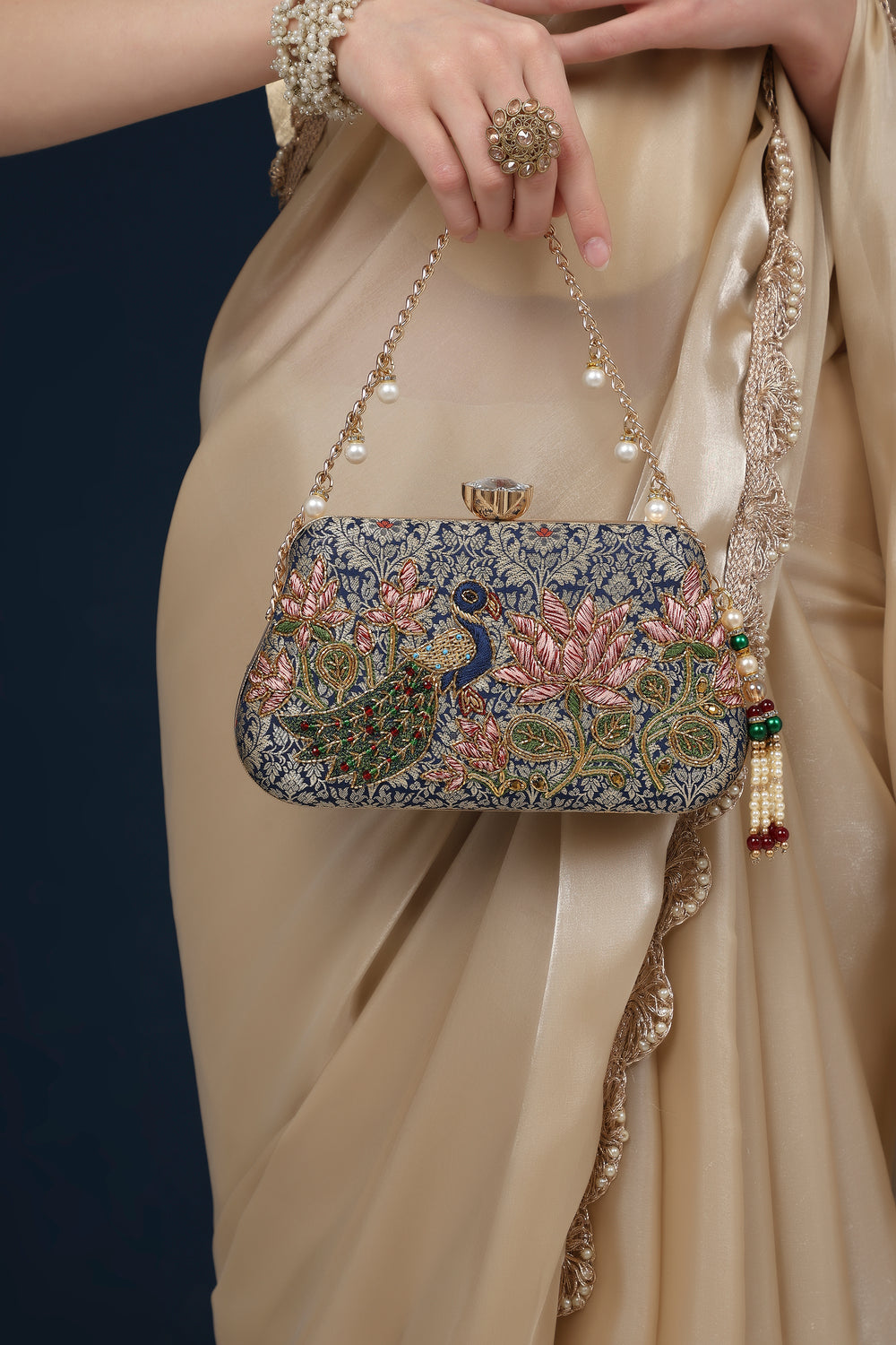 Mayura Lotus Blue Clutch