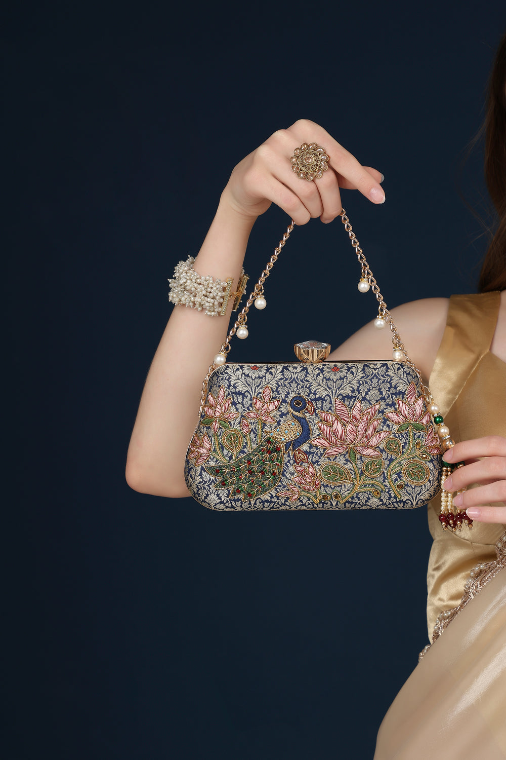 Mayura Lotus Blue Clutch