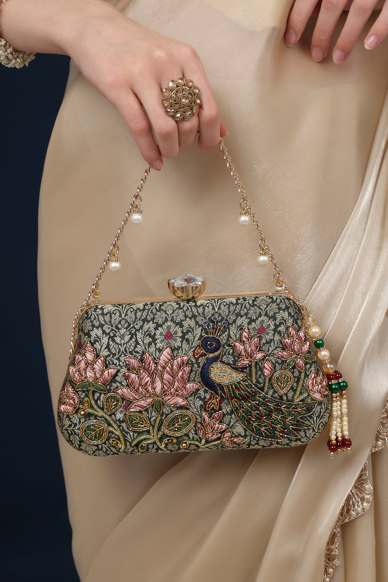 Mayura Lotus Green Clutch