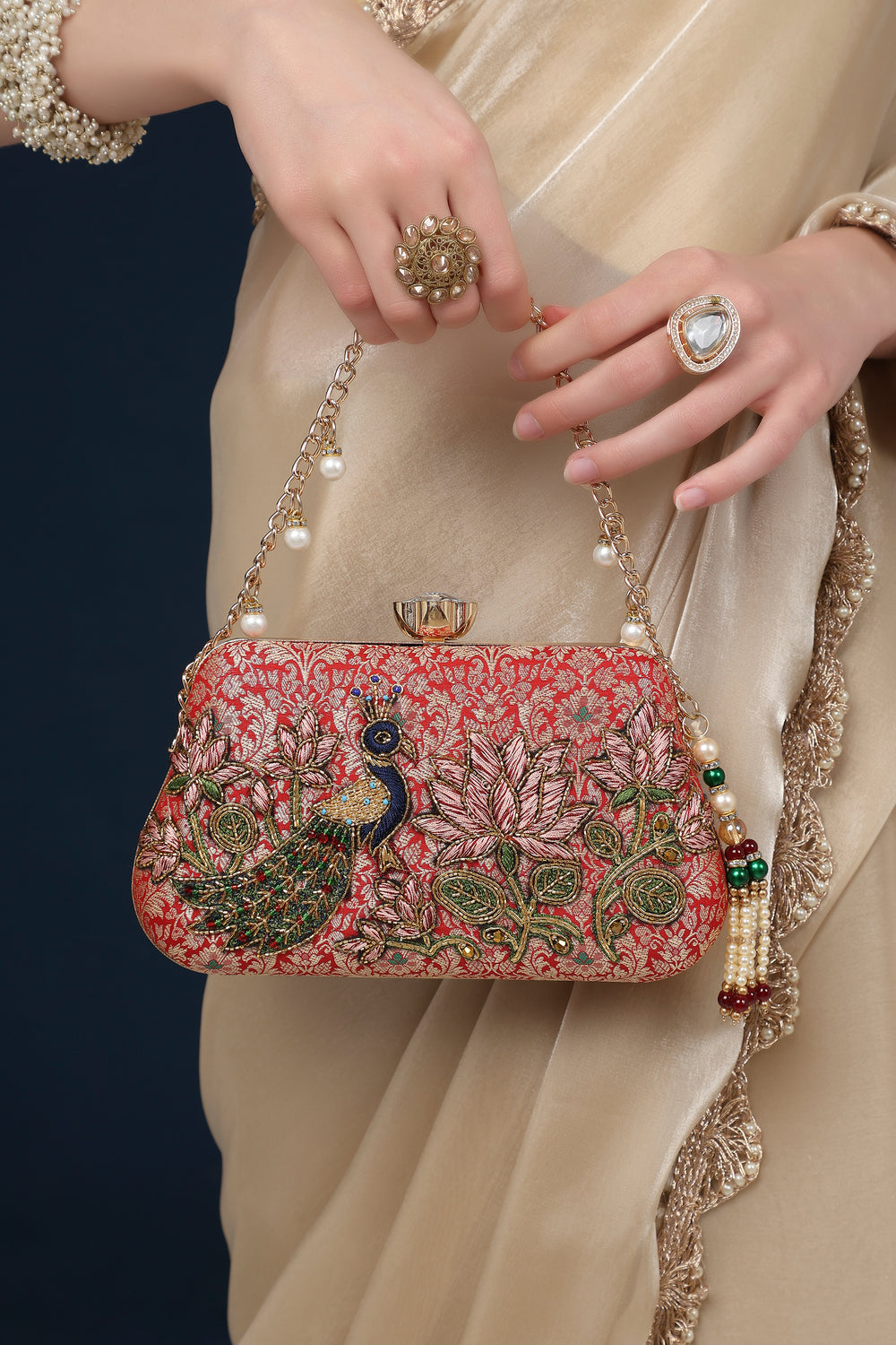 Mayura Lotus Red Clutch