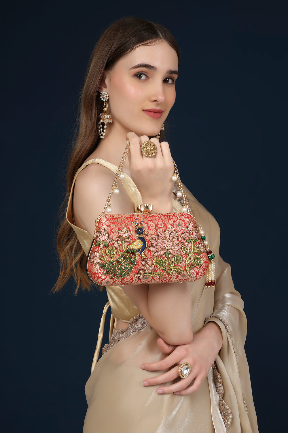Mayura Lotus Red Clutch