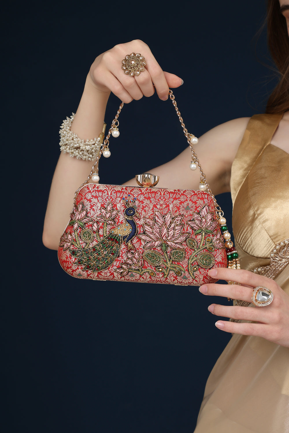 Mayura Lotus Red Clutch