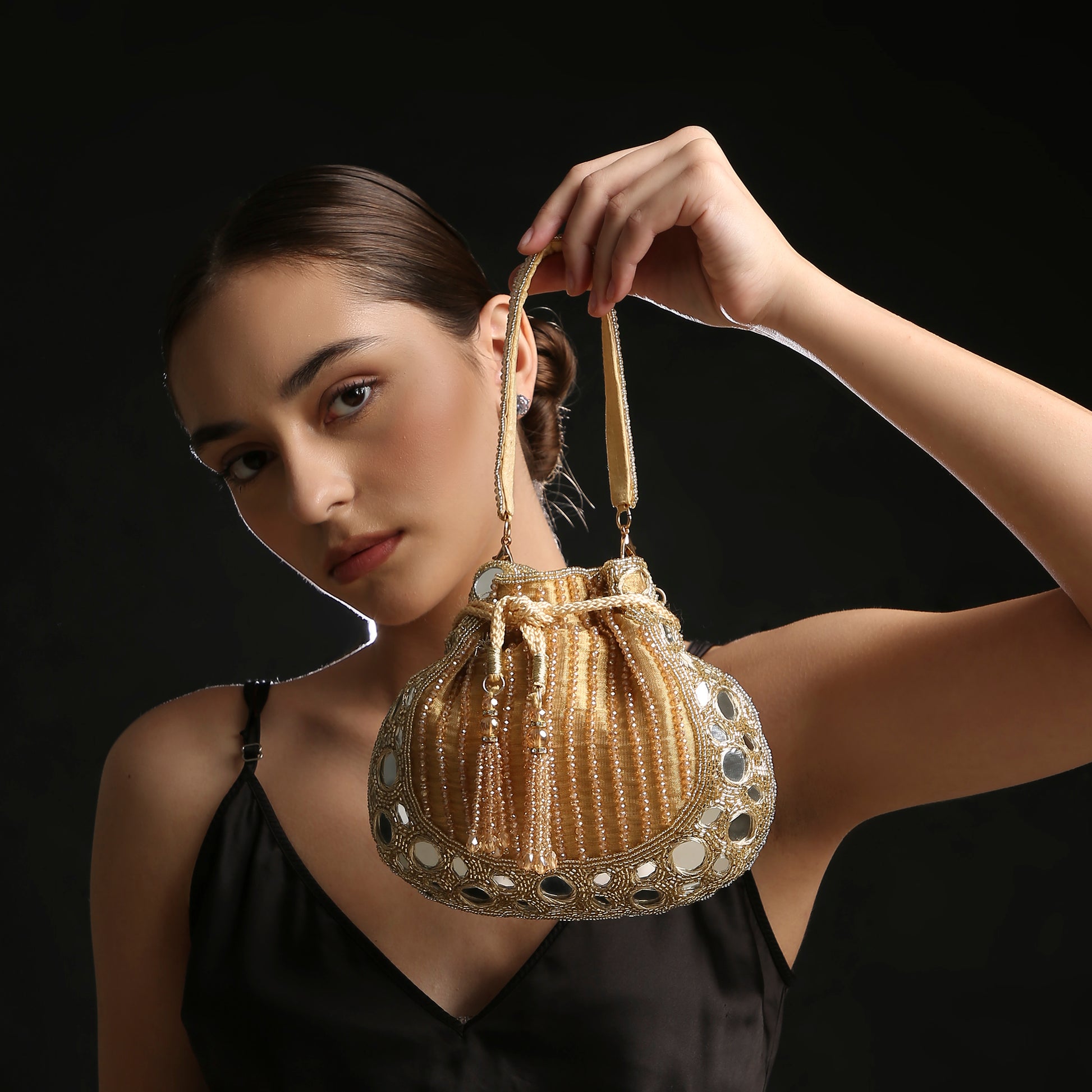 Mirror Gold Potli Handbag