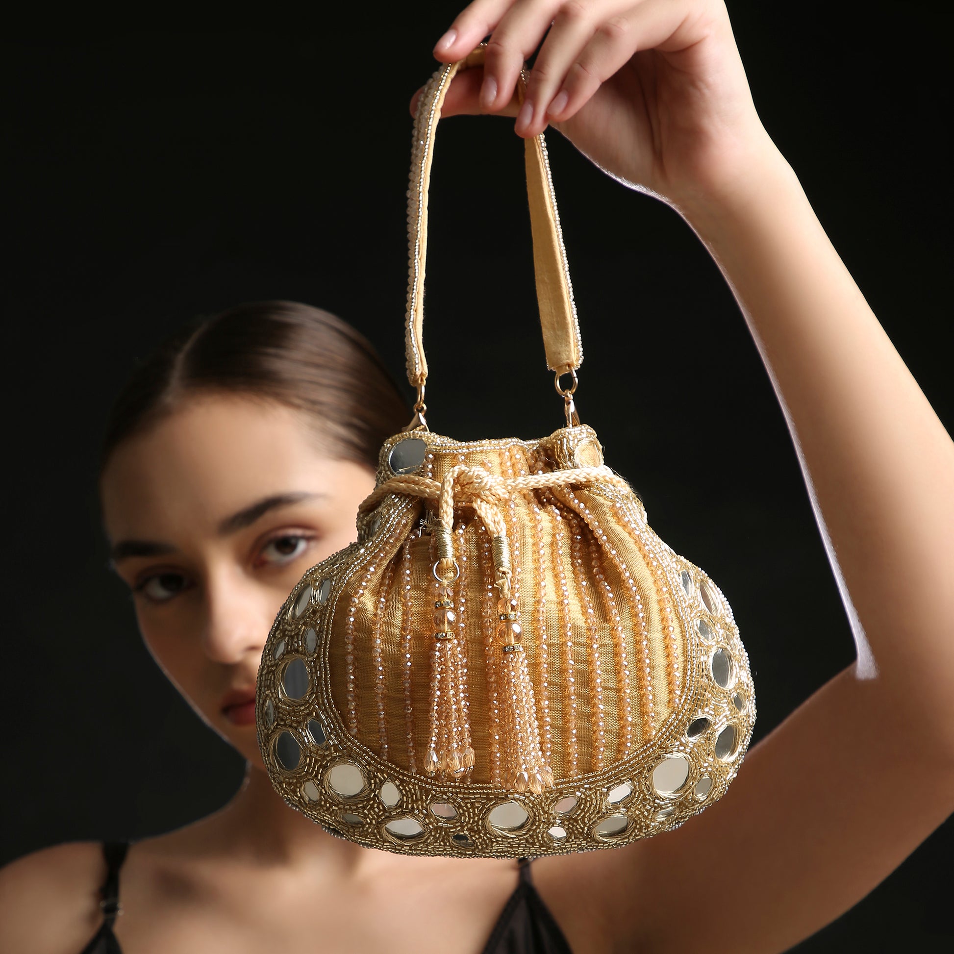 Mirror Gold Potli Handbag