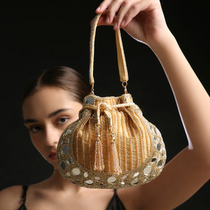 Mirror Gold Potli Handbag
