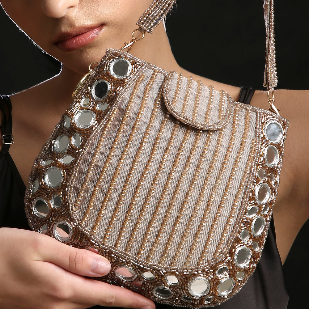 Mirror champagne Rose Gold Mini Handbag