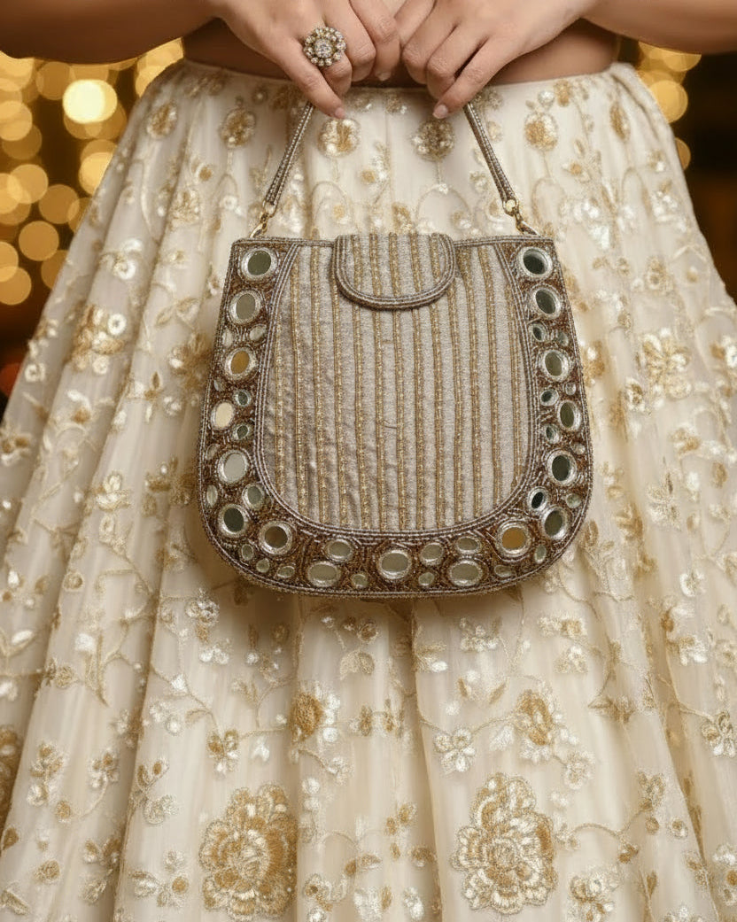 Mirror champagne Rose Gold Mini Handbag