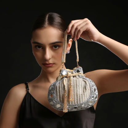 Mirror Silver Potli Bag