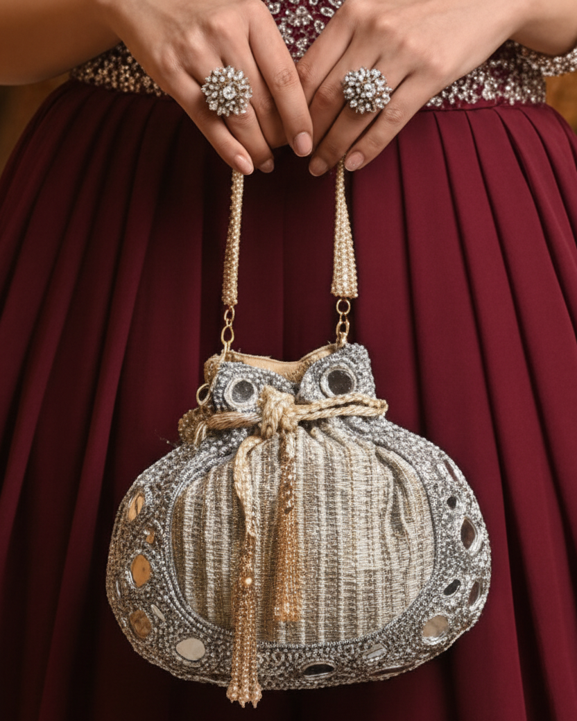 Mirror Gold-Silver Potli