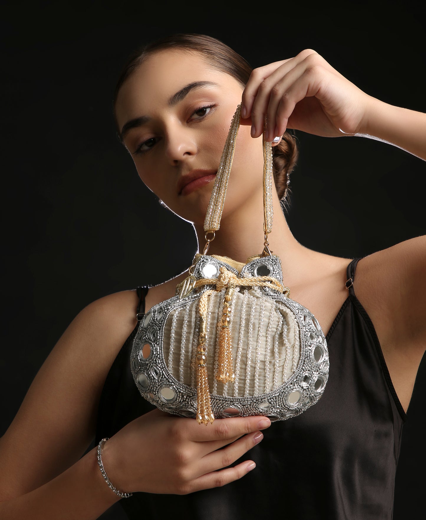 Mirror Silver Potli Bag