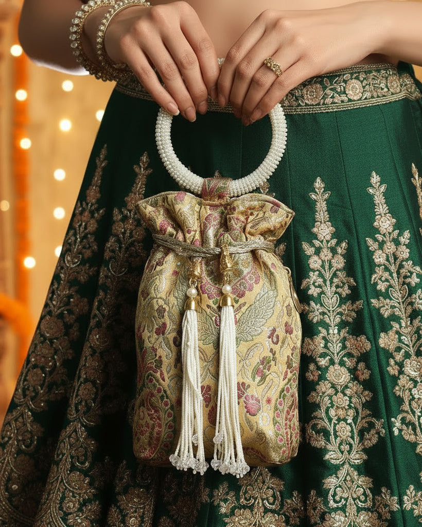 Multi-Coloured Banarasi Silk Potli