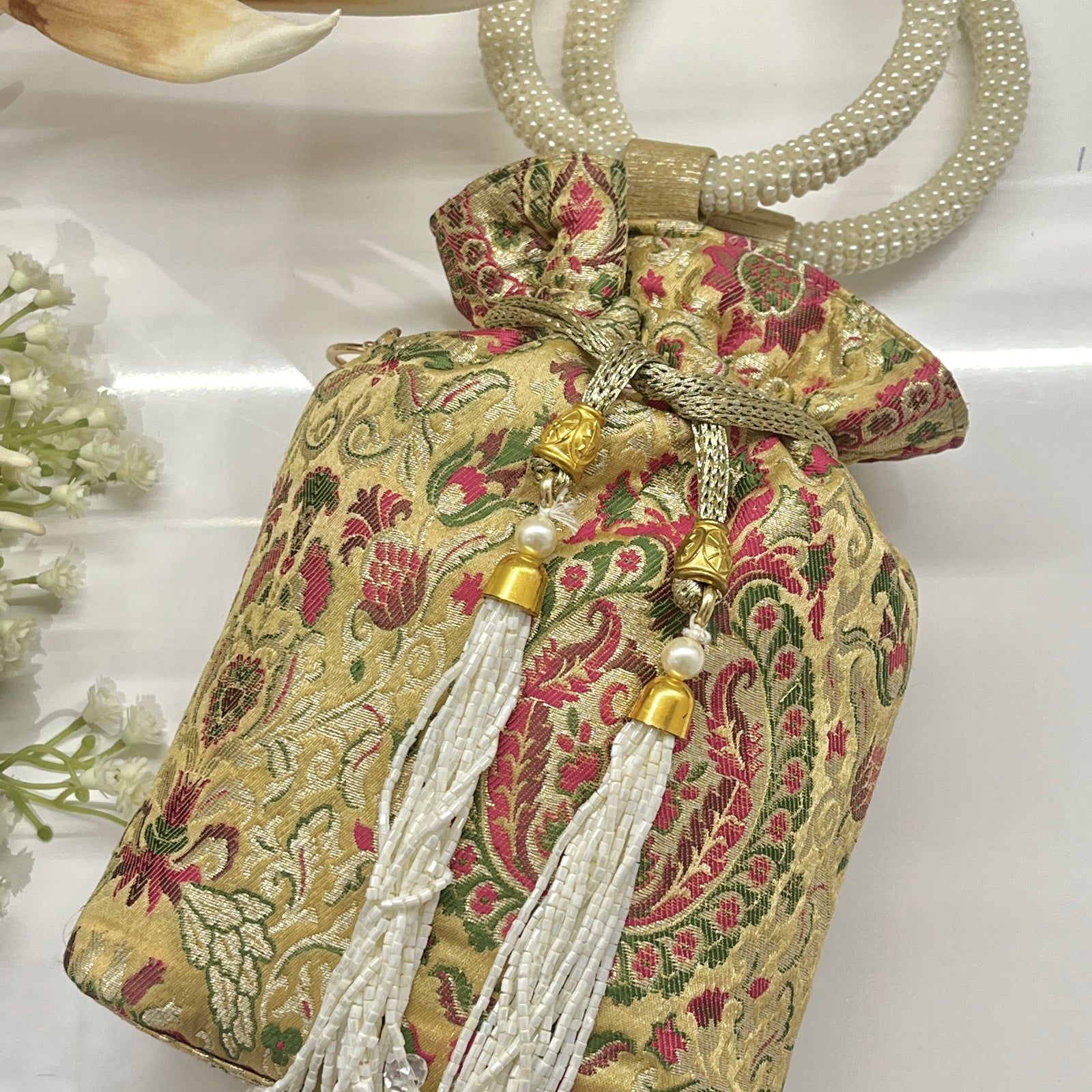 Multi-Coloured Banarasi Silk Potli