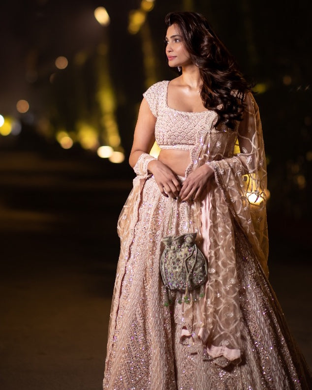 Ava Grey Velvet Potli