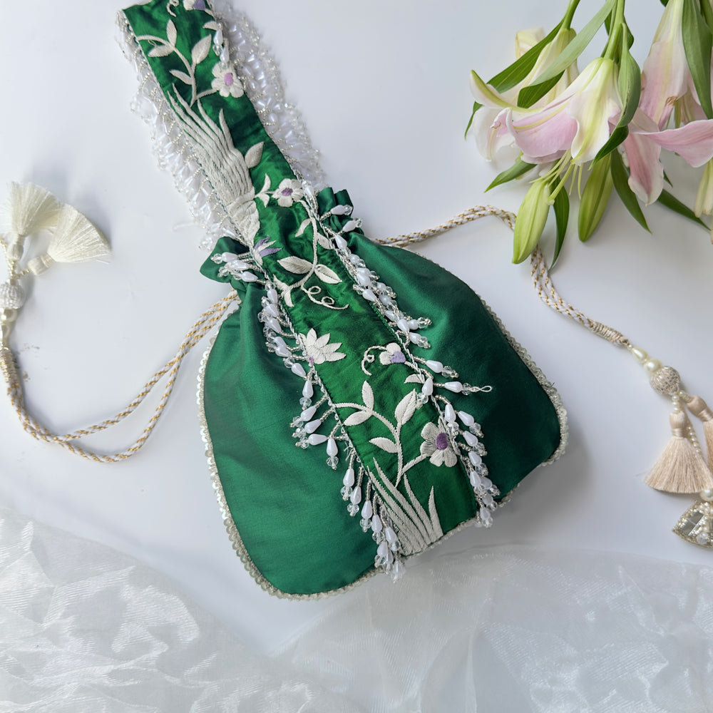 Parizaad Green Potli with Strap