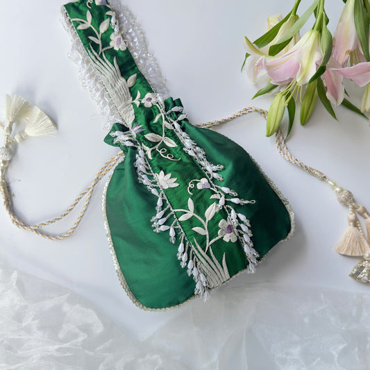 Parizaad Green Potli with Strap
