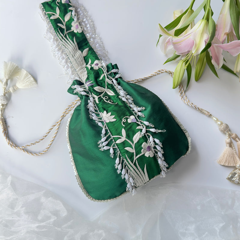 Parizaad Green Potli with Strap