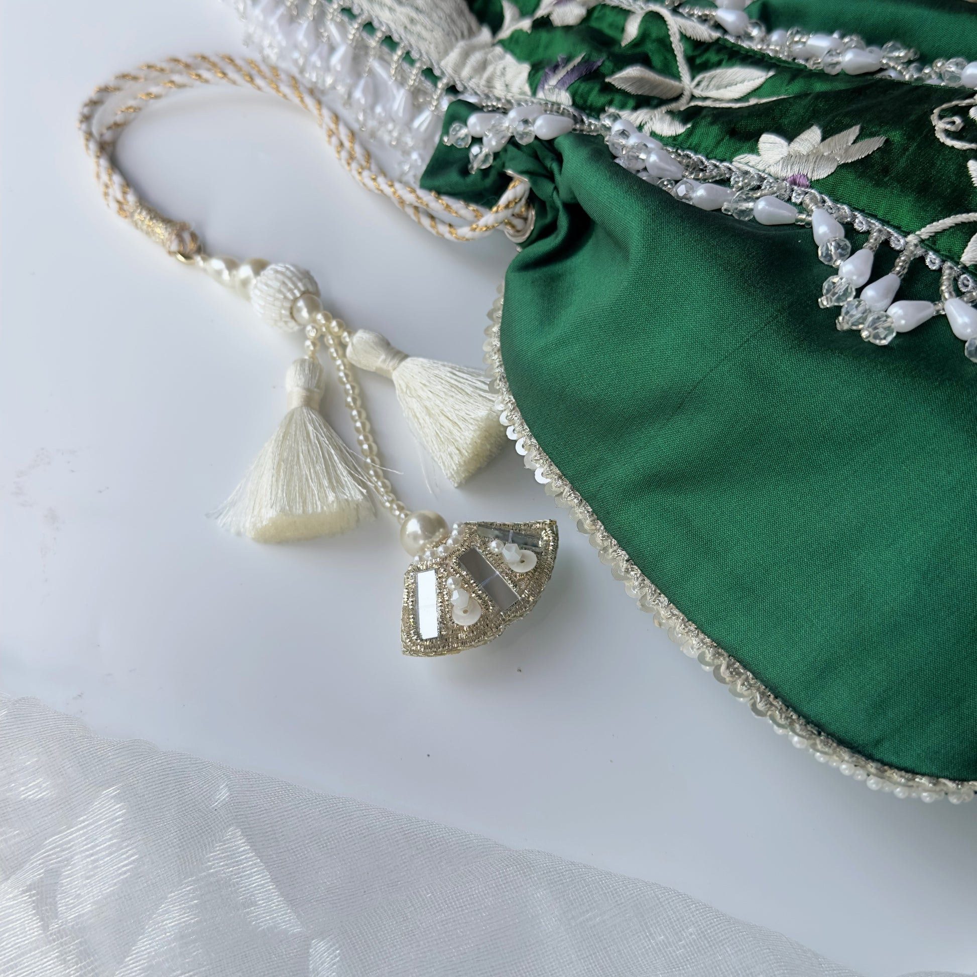 Parizaad Green Potli with Strap