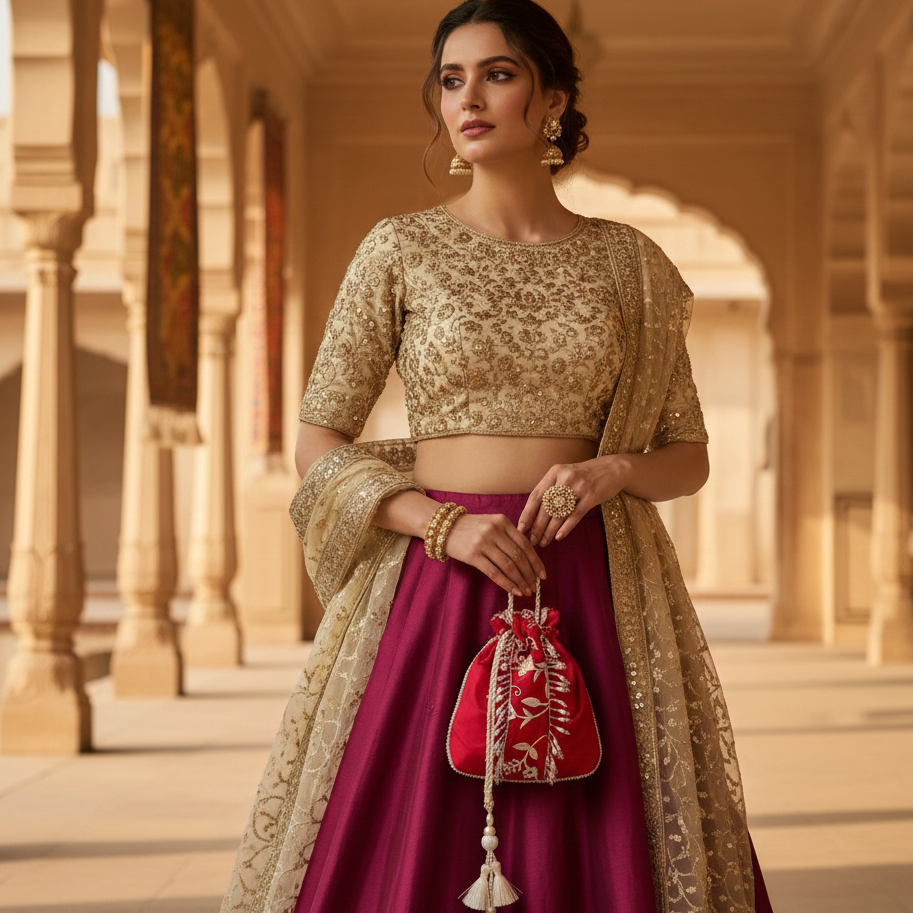 Parizaad Red Potli with Strap