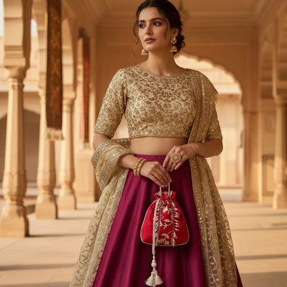 Parizaad Red Potli with Strap