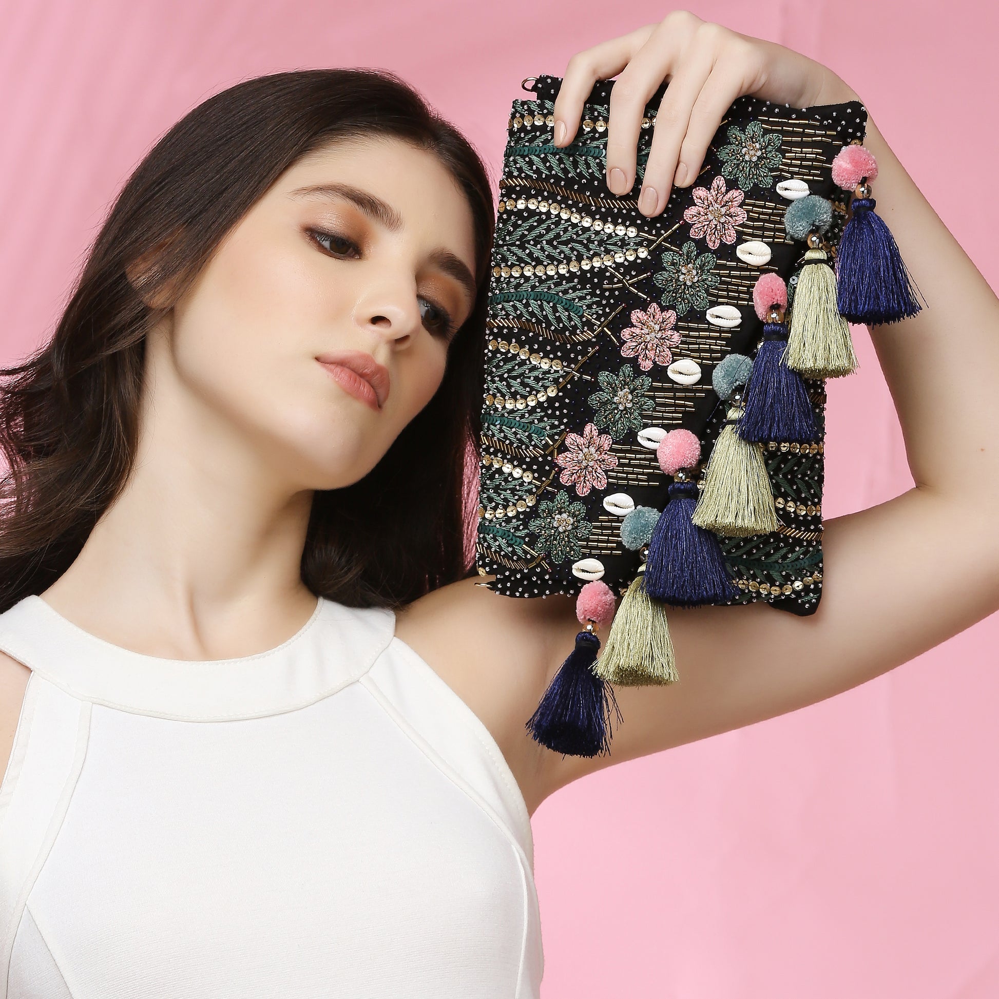 Gaia black envelope clutch