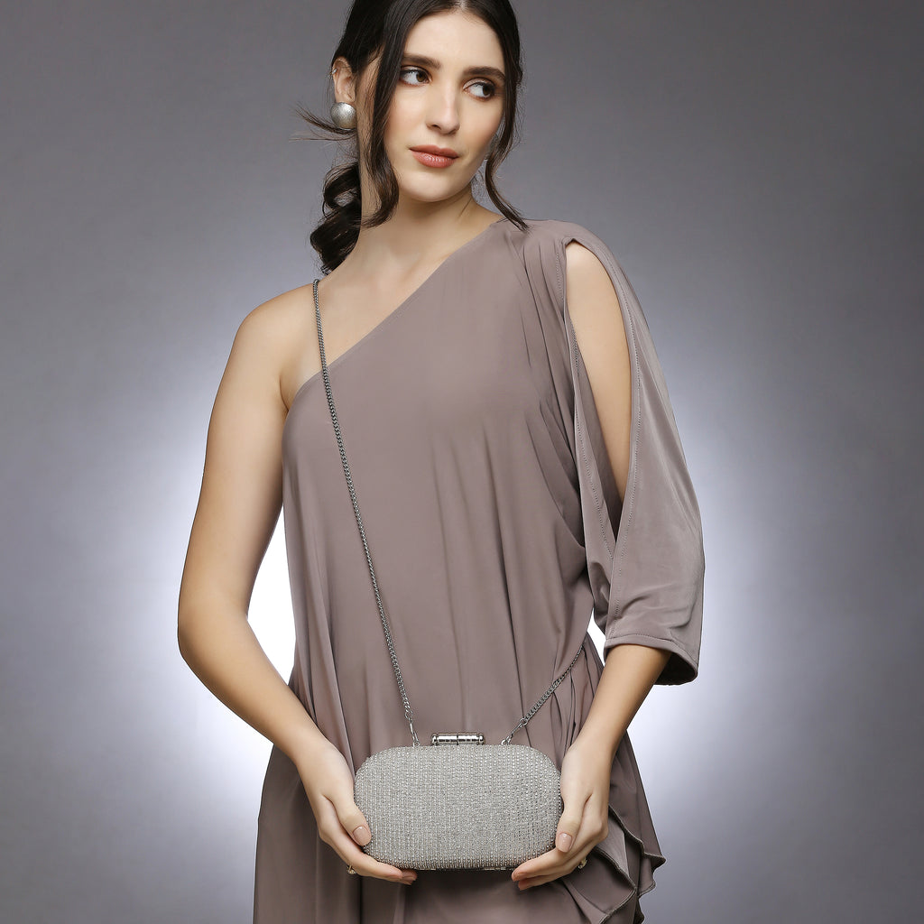 Juniper Silver embellished clutch