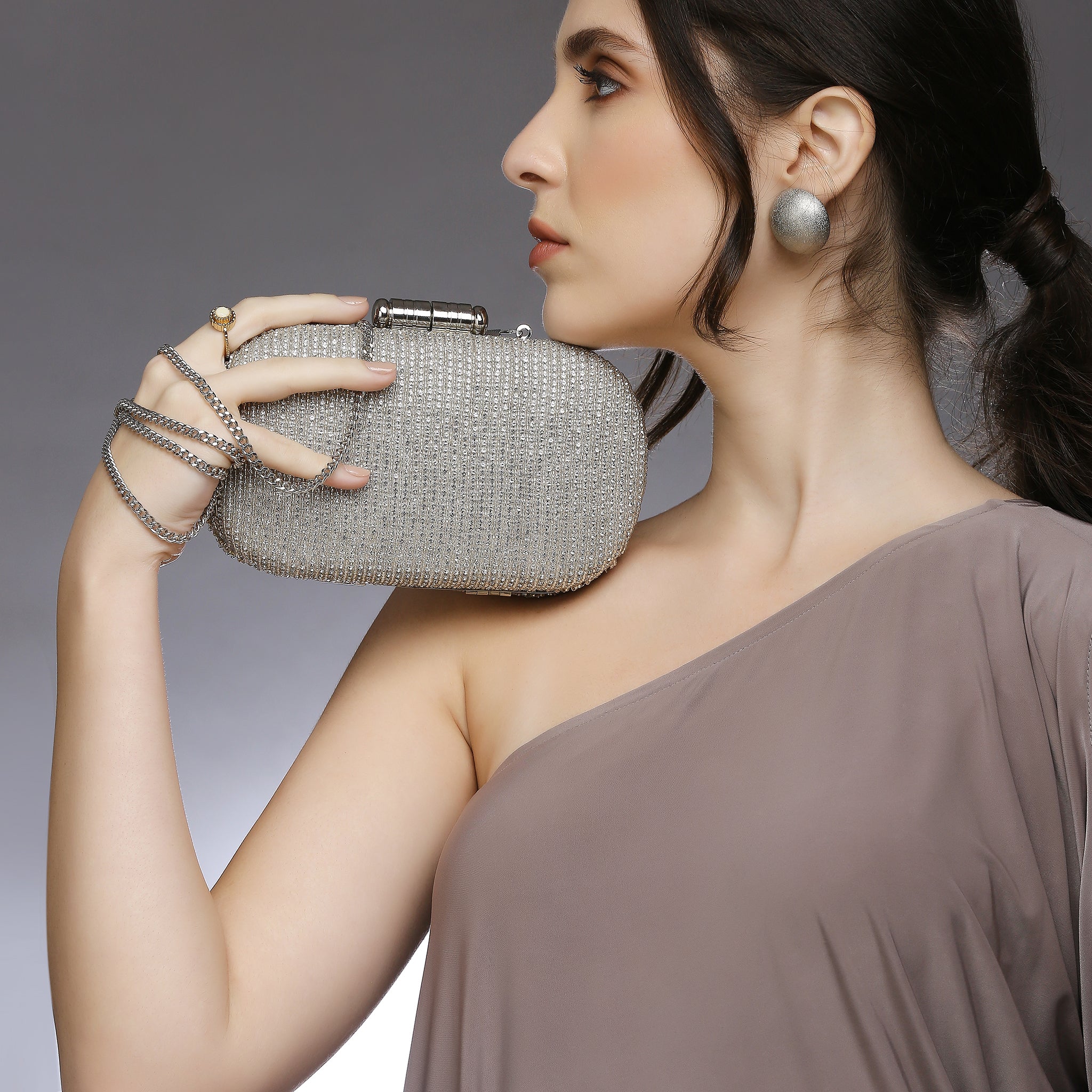 Juniper Silver embellished clutch
