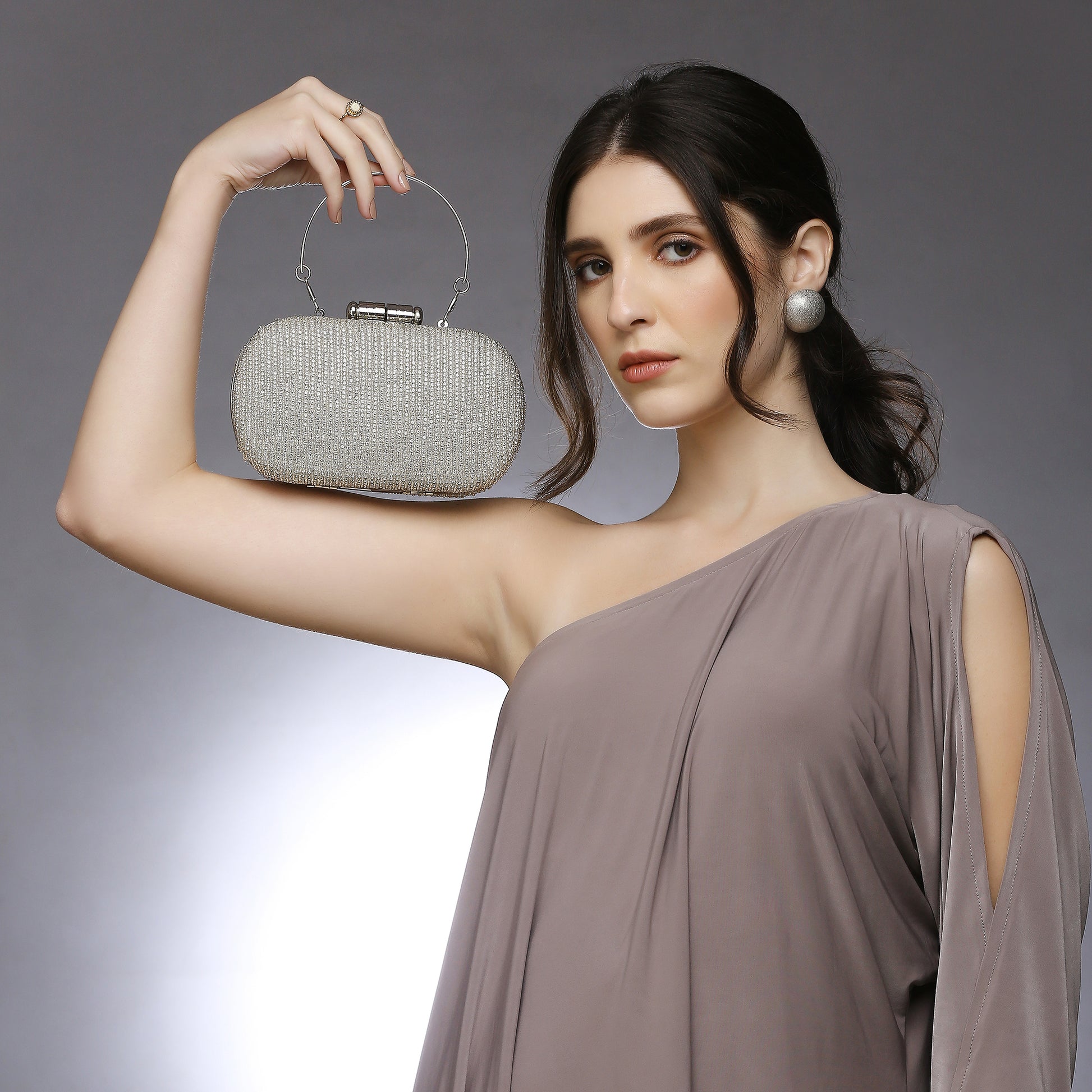 Juniper Silver embellished clutch