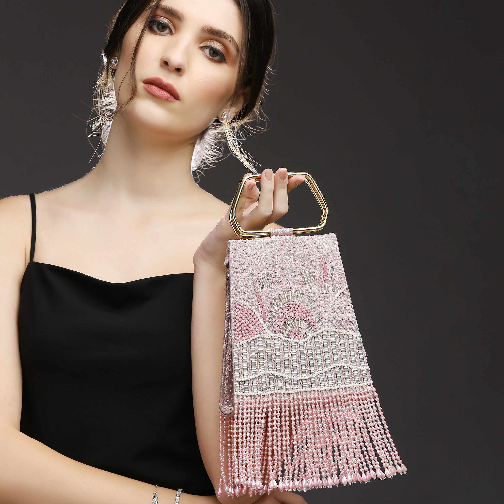 Demi Pink Embellished Handbag