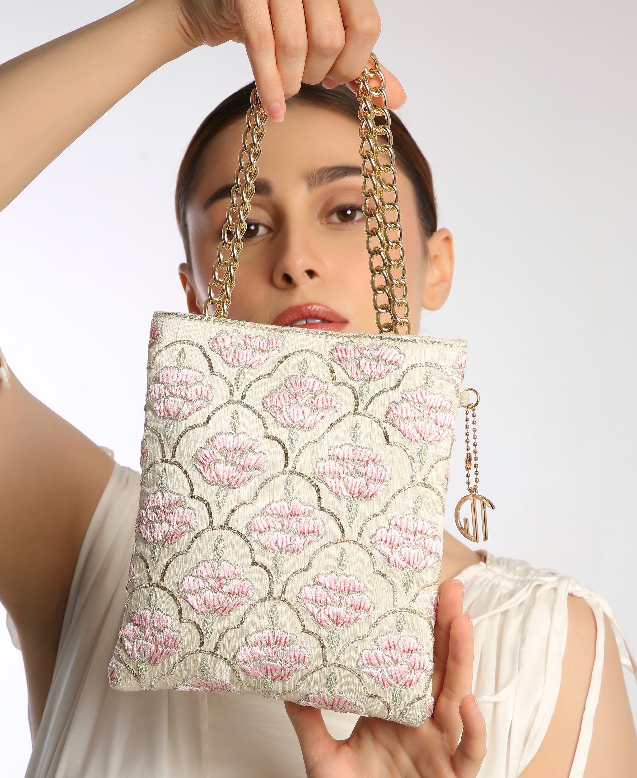 Offwhite Lotus Pita work handbag