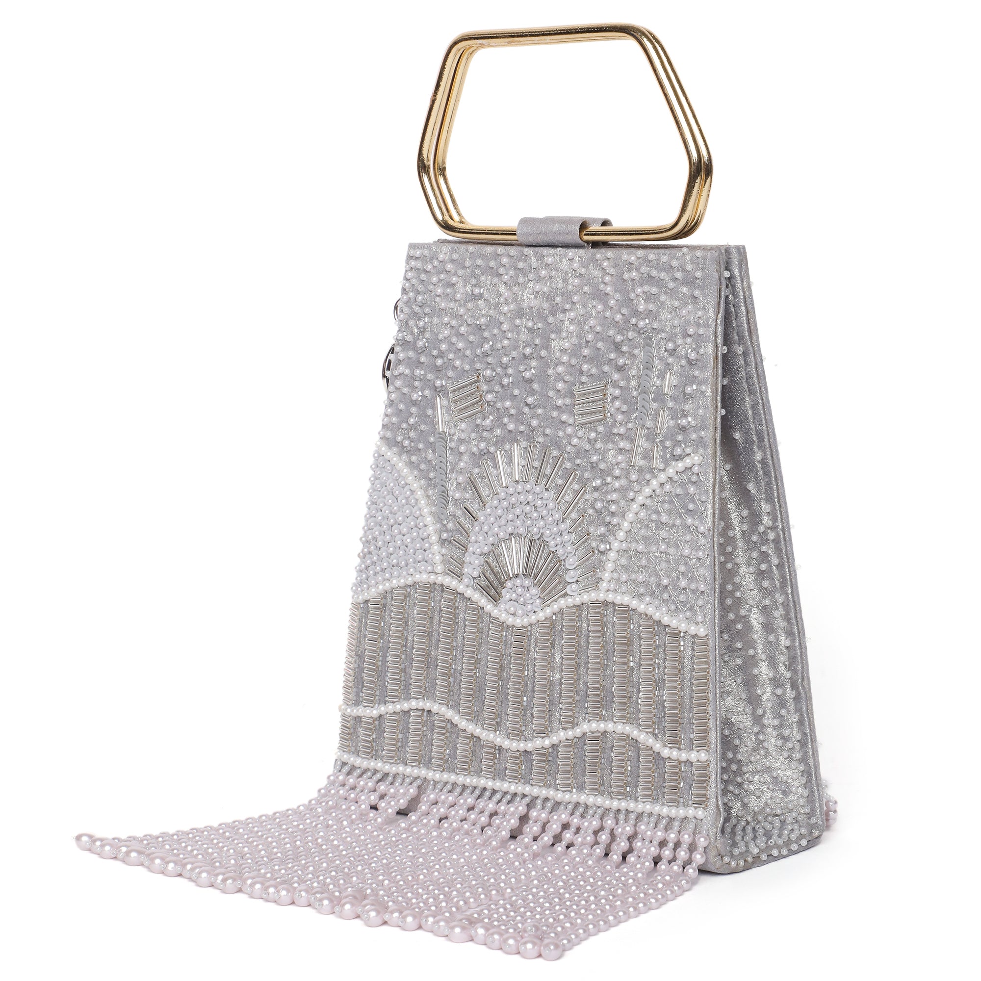 Demi Silver Embellished Handbag