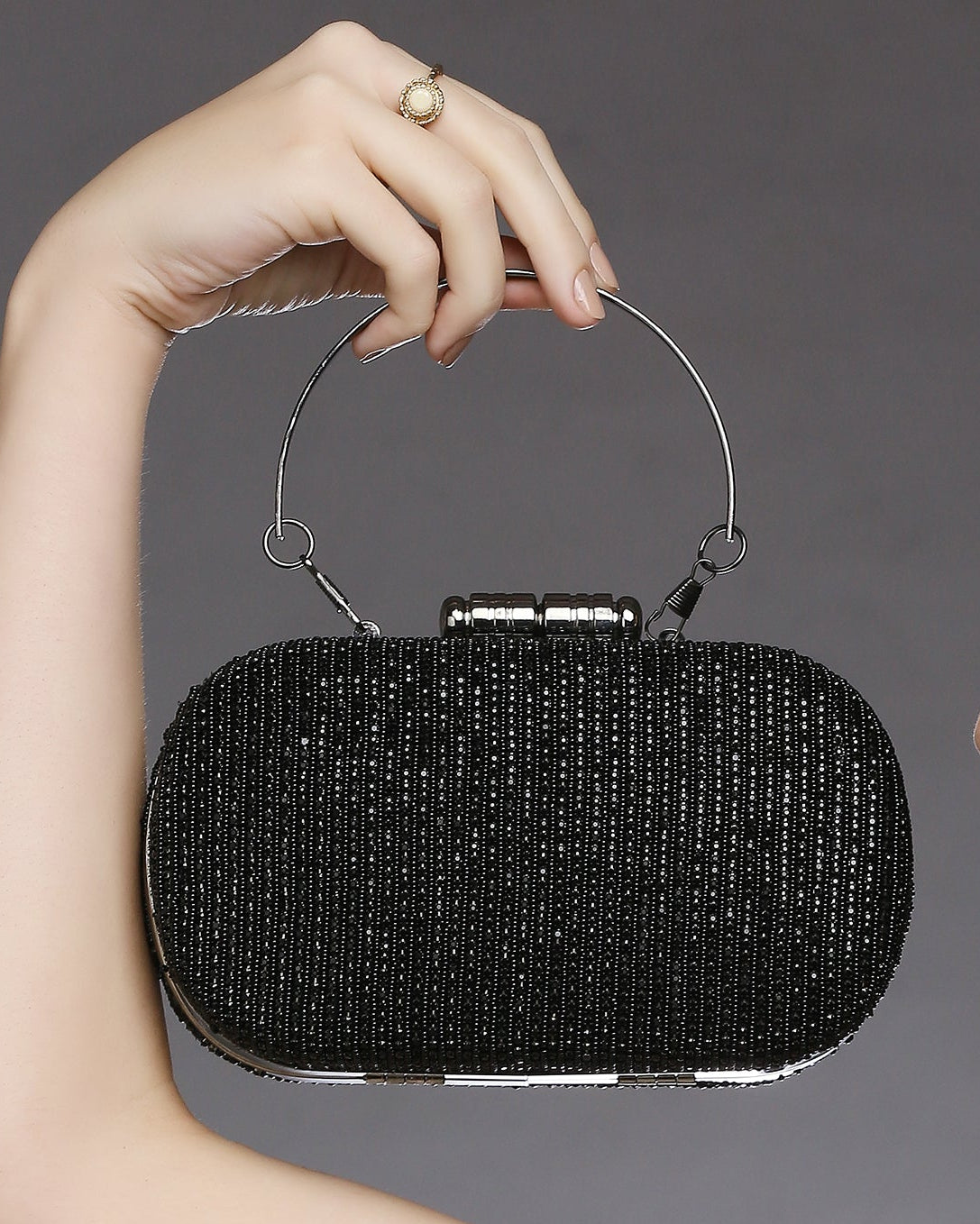 Juniper Black Embellished clutch