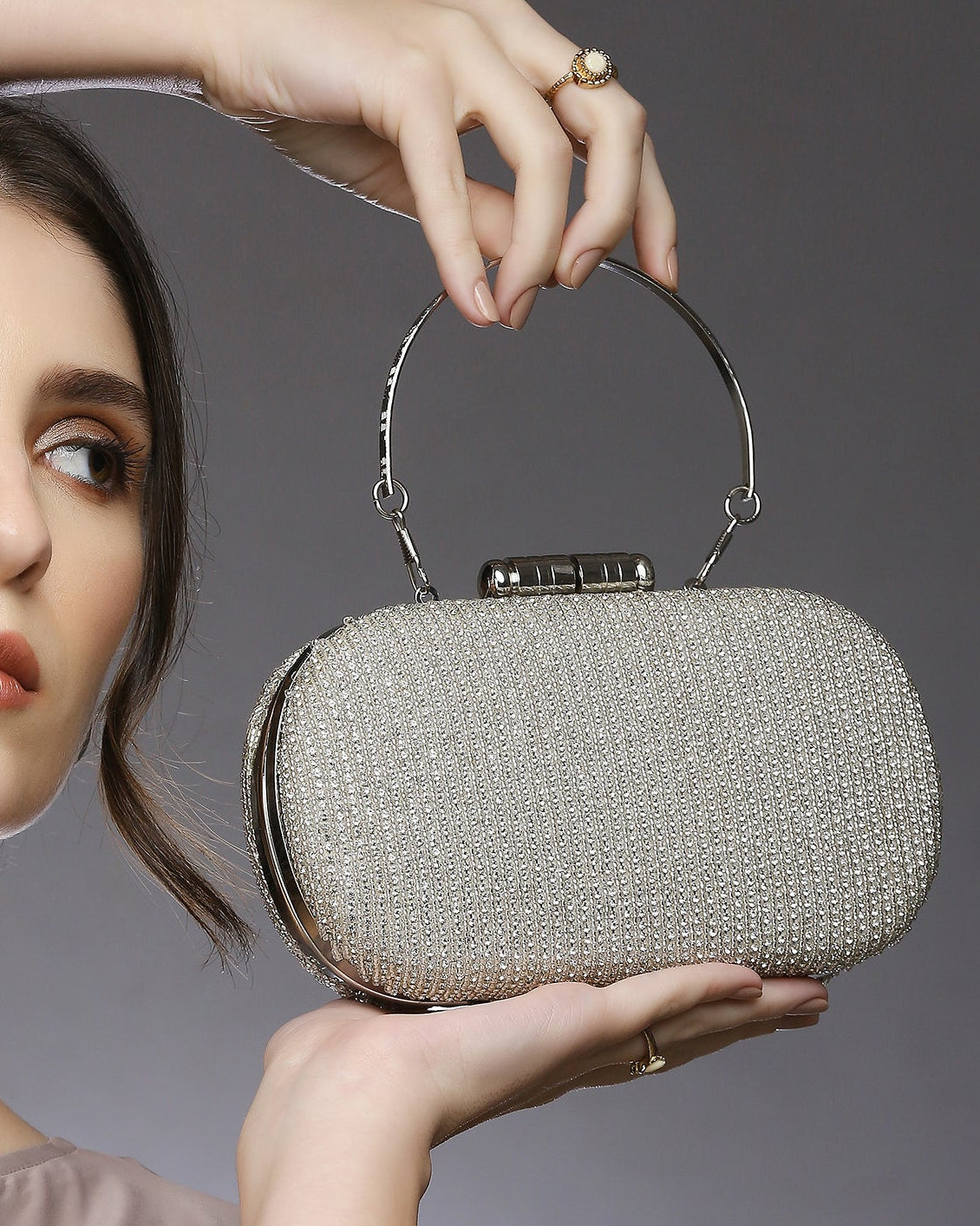 Juniper Silver embellished clutch
