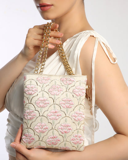 Offwhite Lotus Pita work handbag
