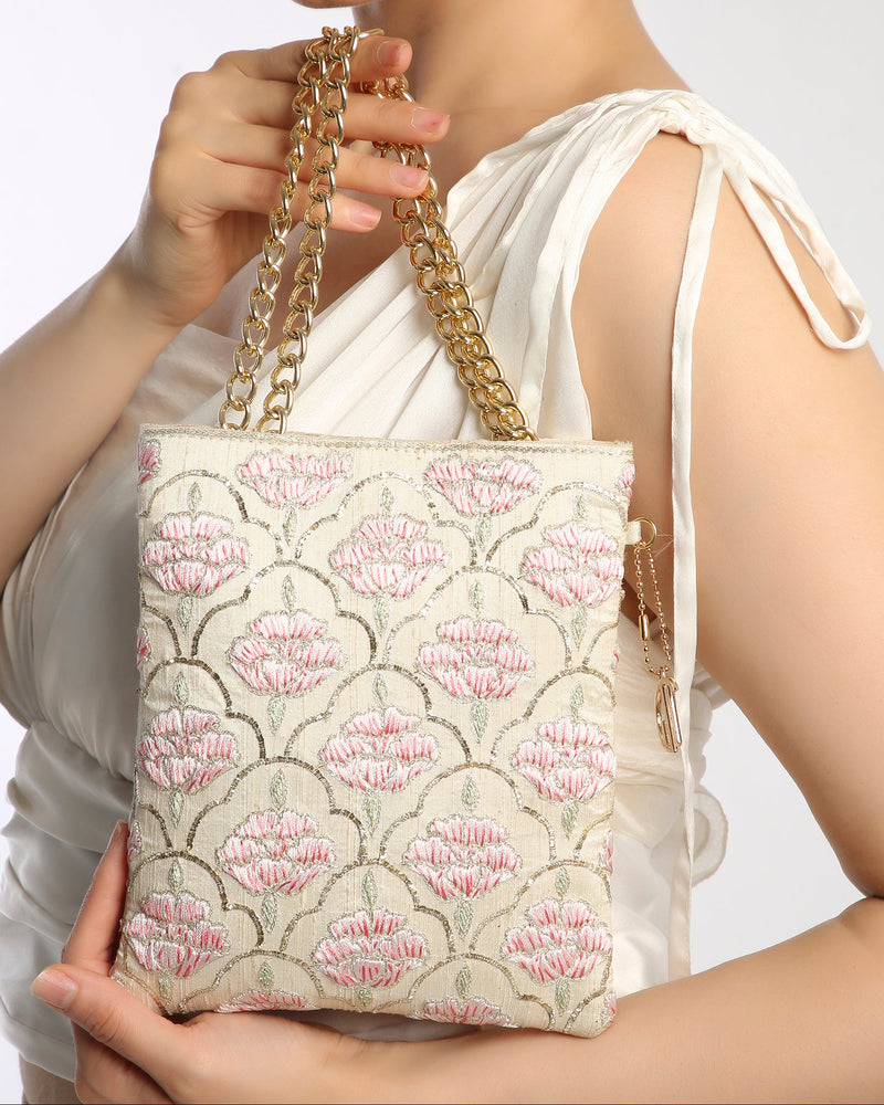 Offwhite Lotus Pita work handbag