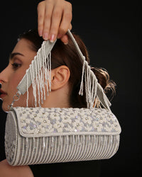 Anna Grey Cylindrical Clutch Bag