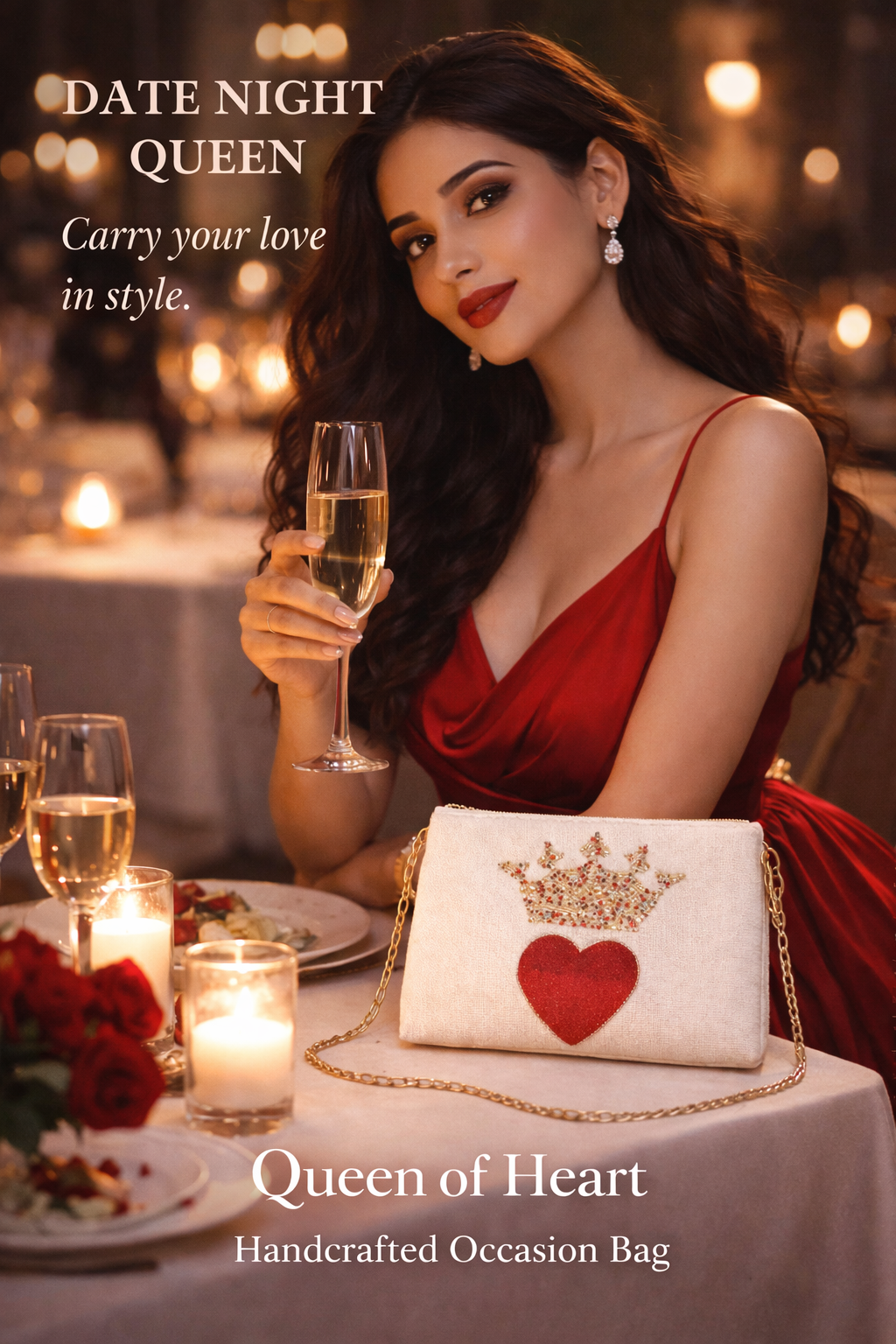 'Queen of Heart' Ivory Clutch