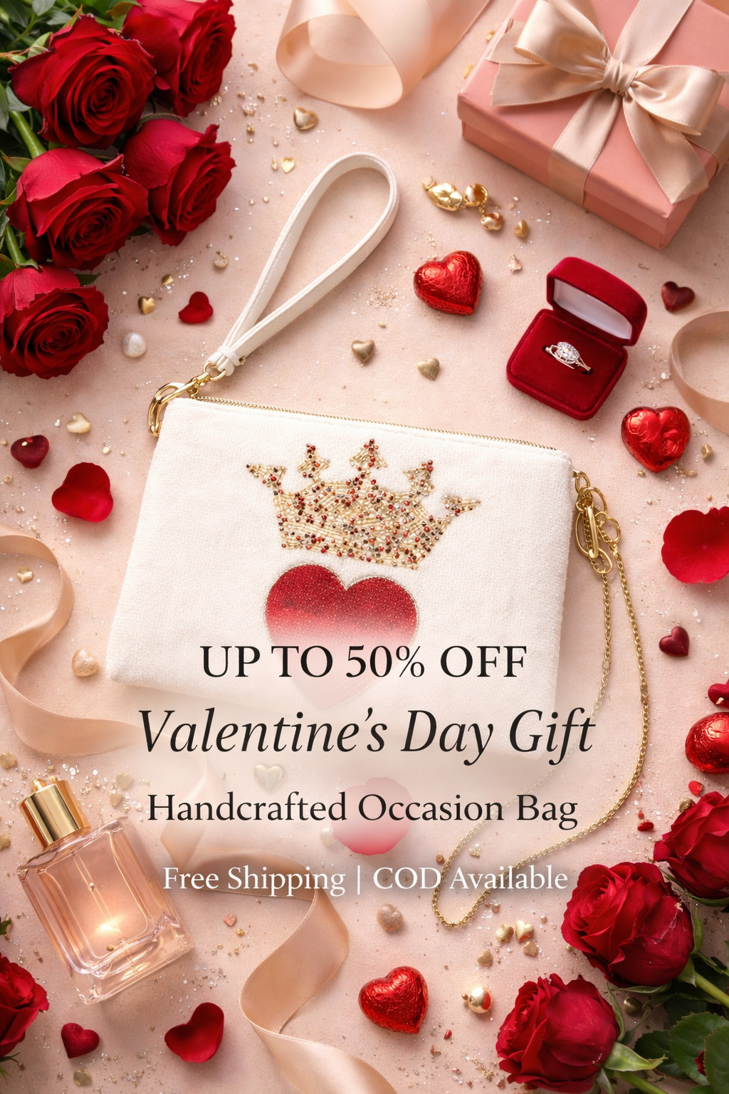 'Queen of Heart' Ivory Clutch