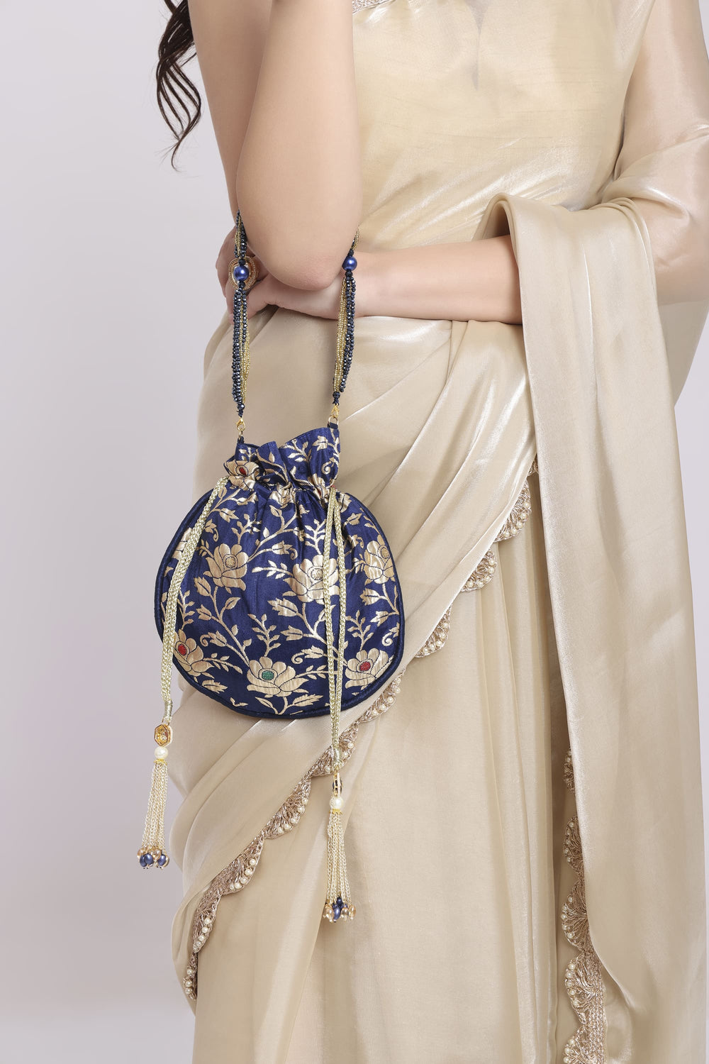 Banarasi Blue Floral Potli