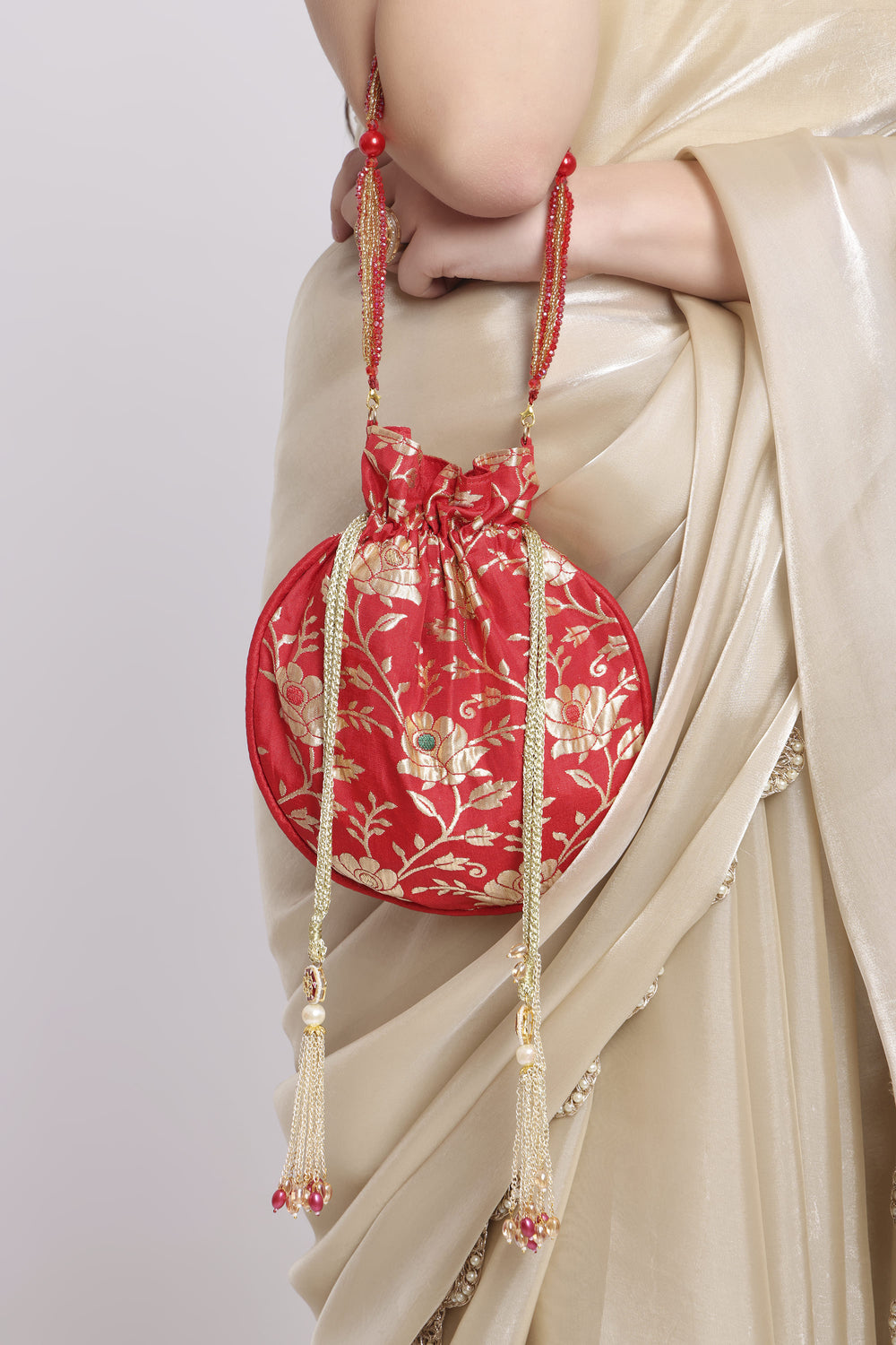 Banarasi Red Floral Potli
