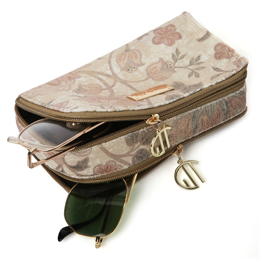 BEIGE FLOWER PRINT SUNGLASS COVER