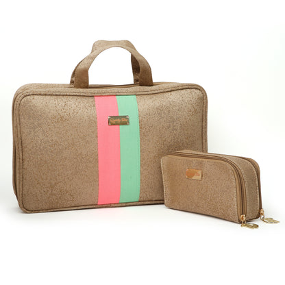 BEIGE STRIPE VANITY ORGANISER